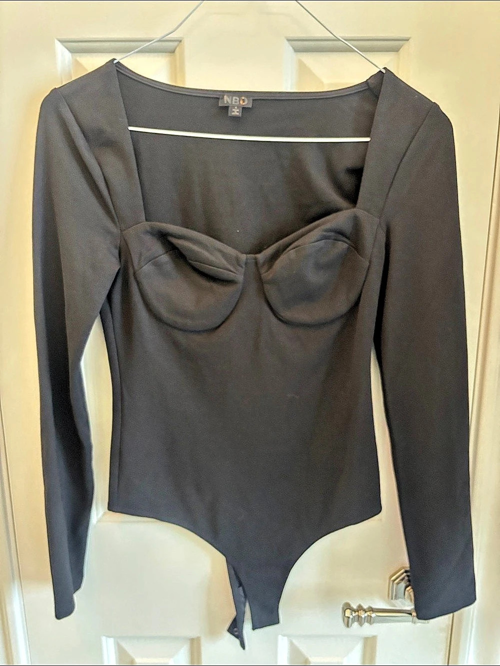 NBD Reagan Bodysuit Black Long Sleeve Size Small
